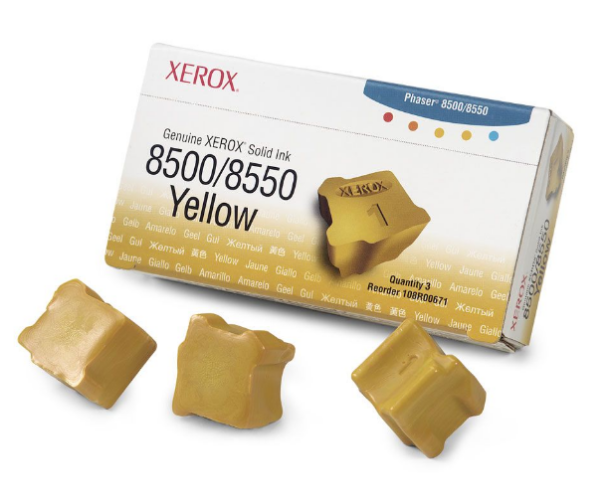 Xerox Phaser 8500/8550 Yellow Solid Ink Pack (3 Sticks) *NON-RETURNABLE - 108R00671