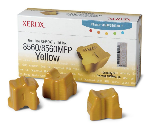 Xerox Phaser 8560/8560MFP Yellow Solid Ink Pack (3 Sticks) - 108R00725