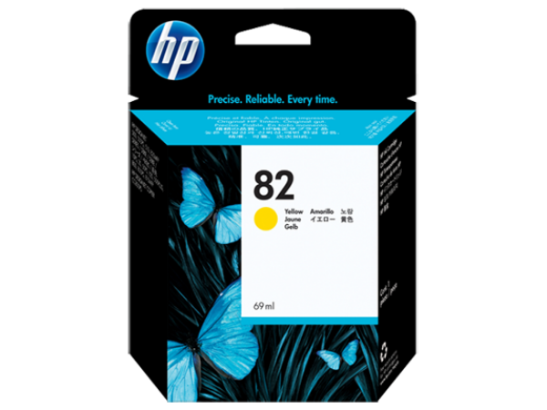 HP 82 69-ml Yellow DesignJet Ink Cartridge for DesignJet 120, 500, 510, 800, 815, 820 - C4913A