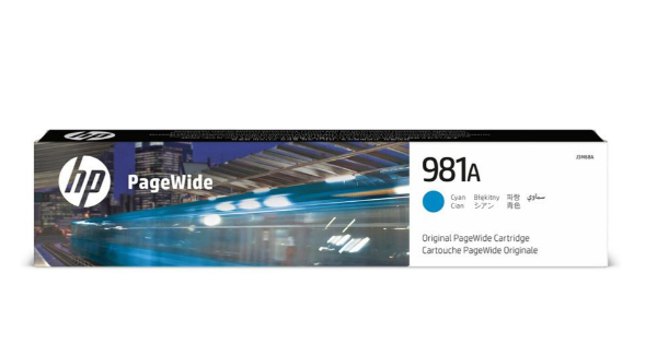 HP 981A Cyan Original PageWide Ink Cartridge for HP PageWide Enterprise Color Flow MFP 586z and Enterprise Color MFP 586f, 586dn, 556xh, 556dn