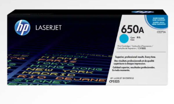 HP 650A Cyan LaserJet Toner Cartridge - CE271A