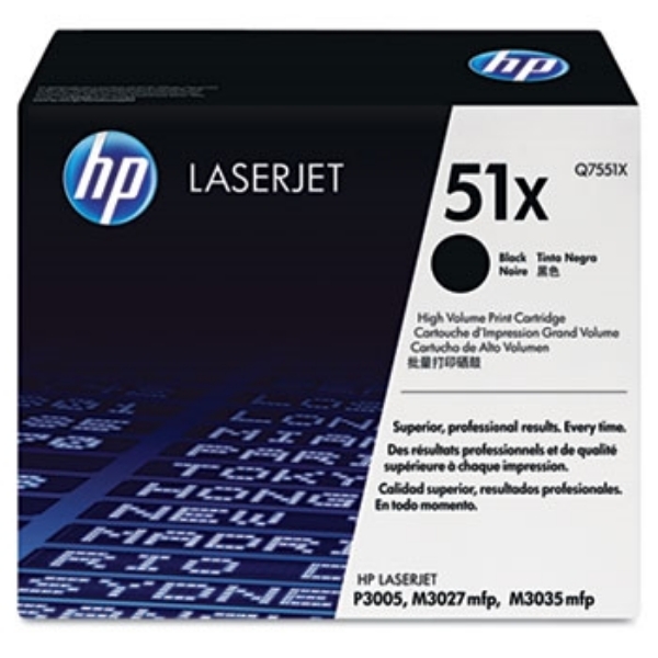 HP 51X, (Q7551X) High-Yield Black Original LaserJet Toner Cartridge for HP LaserJet M3027 mfp, M3035 mfp, P3005