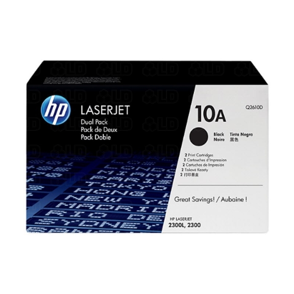 HP 10A Black LaserJet  Toner Catridge Dual Pack - Q2610D