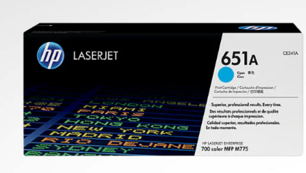 HP 651A Cyan Original LaserJet Toner Cartridge - CE341A