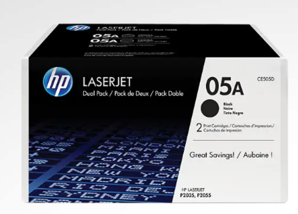 HP 05A Black Dual Pack LaserJet Toner Cartridges - CE505D