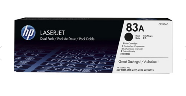 HP 83A 2-pack Black Original LaserJet Toner Cartridges - CF283AD