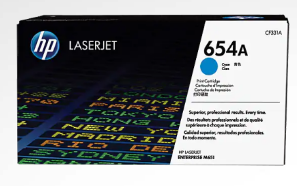 HP 654A Cyan Original LaserJet Toner Cartridge - CF331A
