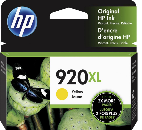 HP 920XL High Yield Yellow Ink Cartridge for HP OfficeJet 6000, 6500, 6500A, 7500A - CD974AN
