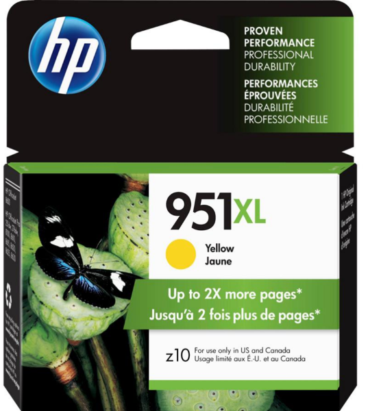 HP 951XL High Yield Yellow Original Ink Cartridge - CN048AN