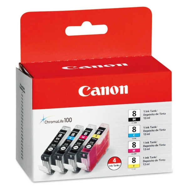 Canon CLI-8 Black, Cyan, Magenta & Yellow 4 Ink Pack -0620B010