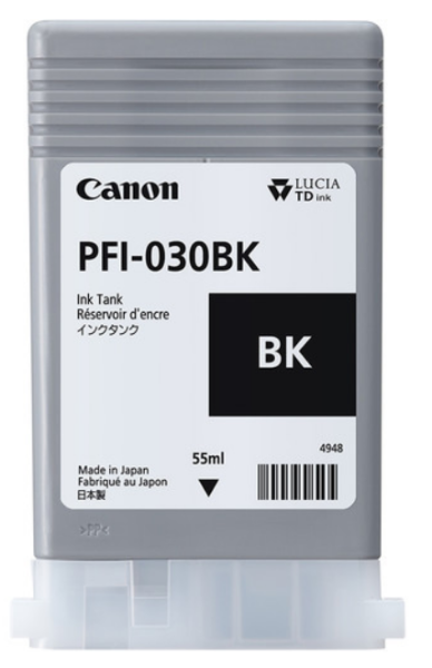 Canon PFI-030BK - 55ml Pigment Black Ink for imagePROGRAF TA-20, TA-30, TM-240, TM-340 - 3489C001AA