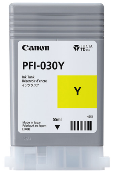 Canon PFI-030Y - 55ml Pigment Yellow Ink for imagePROGRAF TA-20, TA-30, TM-240, TM-340, TM-500, TM-600 - 3492C001AA