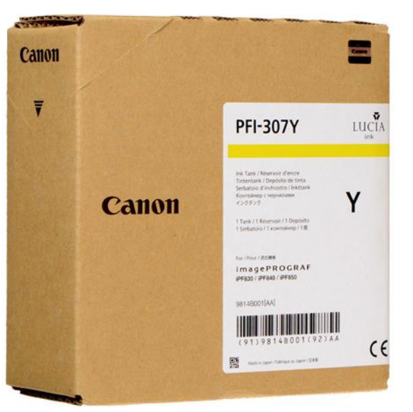 Canon PFI-307Y Yellow Ink Tank (330ml) for imagePROGRAF iPF830, iPF840, iPF850 - 9814B001AA