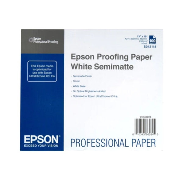 EPSON Proofing Paper White Semimatte 13"x19" 100 Sheets