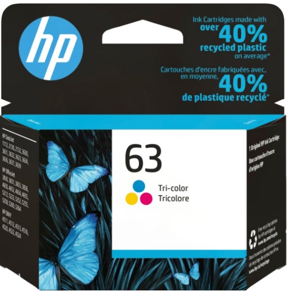 HP 63 Tri-Color Original Ink Cartridge - F6U61AN		