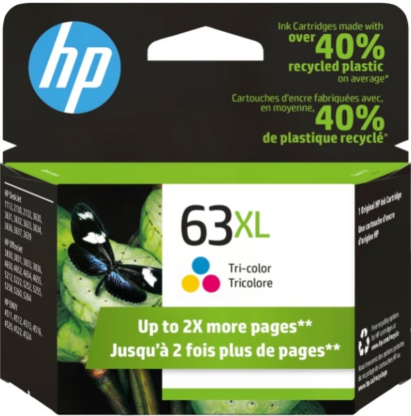 HP 63XL High Yield Tri-color Original Ink Cartridge - F6U63AN		