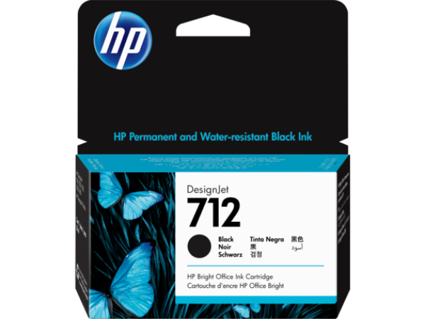 HP 712 38-ml Black DesignJet Ink Cartridge for HP DesignJet T230, T250, T630, T650 - 3ED70A	