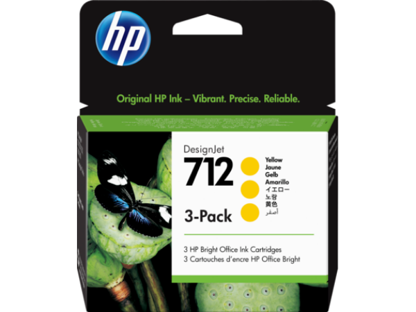 HP 712 3-pack 29-ml Yellow DesignJet Ink Cartridge for T210, T230, T250, T630, T650 - 3ED79A	