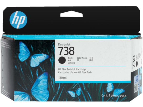 HP 738 130-ml Black DesignJet Ink Cartridge for DesignJet T850, T950 - 498N4A