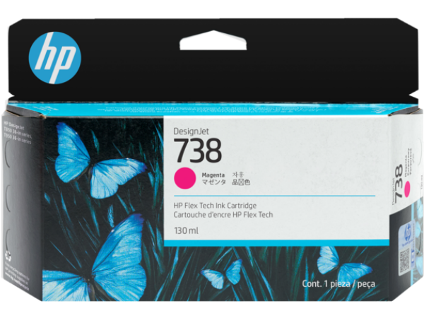 HP 738 130-ml Magenta DesignJet Ink Cartridge for DesignJet T850, T950 - 498N6A