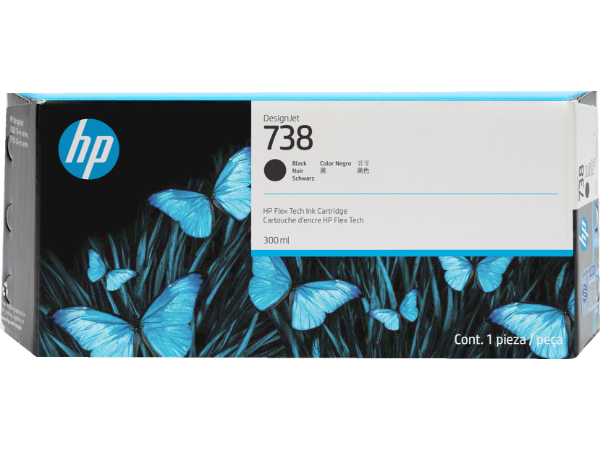 HP 738 300-ml Black DesignJet Ink Cartridge for DesignJet T850, T950 - 498N8A