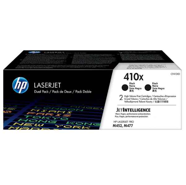 HP 410X 2-pack High Yield Black Original LaserJet Toner Cartridges - CF410XD	