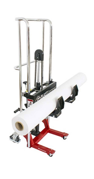 PLASTGrommet Compact Lifter - Media Roll Lifter -w/ Hydraulic Foot Pump