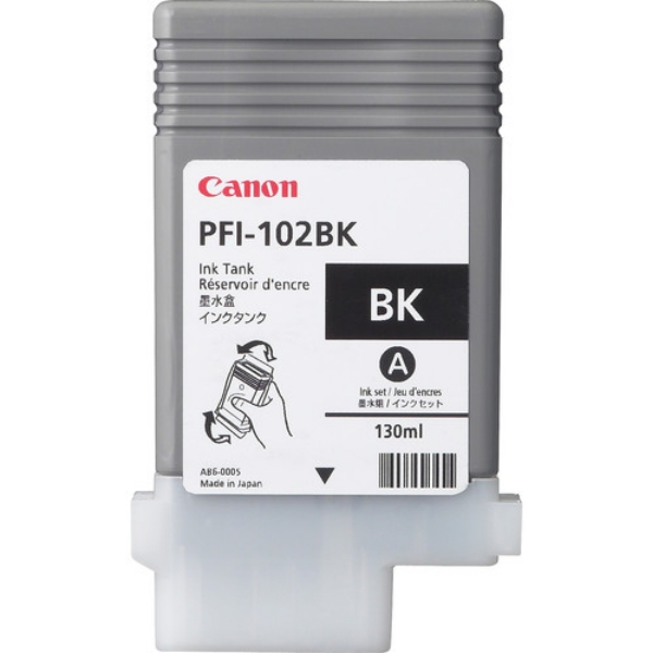 Canon PFI-102BK Black Ink Tank (130ml) for iPF500, iPF510, iPF600, iPF605, iPF610, iPF650, iPF655, iPF700, iPF710, iPF750, iPF755, iPF760, iPF765 - 0895B001AA		
