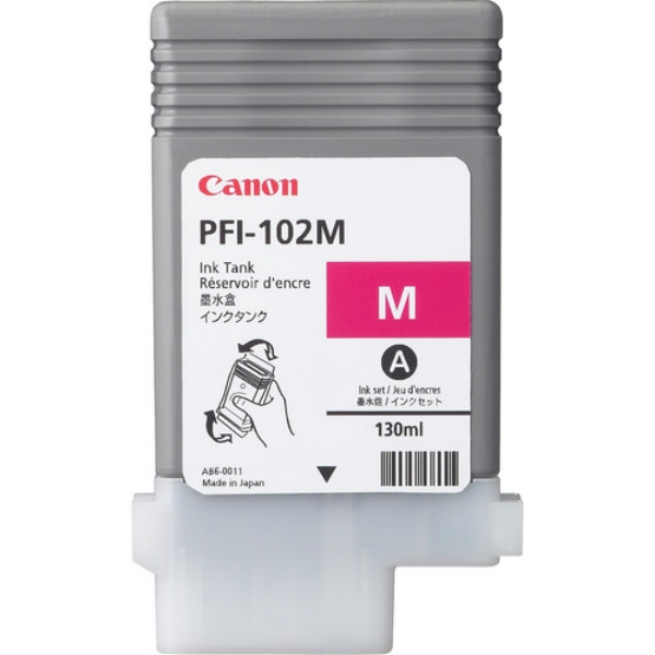 Canon PFI-102M Magenta Ink Tank (130ml) for iPF500, iPF510, iPF600, iPF605, iPF610, iPF650, iPF655, iPF700, iPF710, iPF750, iPF755, iPF760, iPF765 - 0897B001AA	