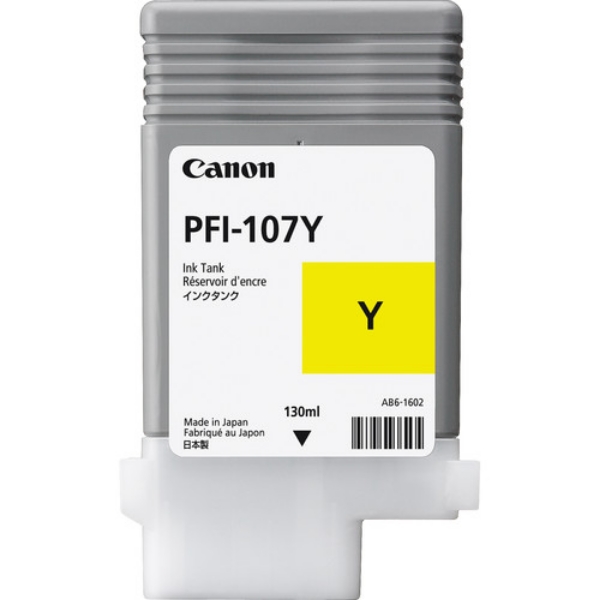 Canon Ink Tank PFI-107Y - Dye Yellow Ink Tank 130ml for imagePROGRAF iPF670, iPF680, iPF685, iPF770, iPF780, iPF785 - 6708B001AA