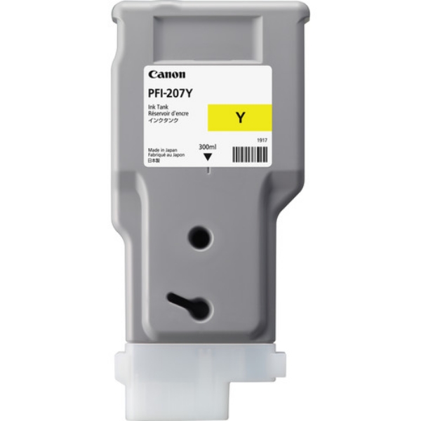 Canon PFI-207Y Yellow Ink Cartridge (300ml) for imagePROGRAF iPF680, iPF685, iPF780, iPF785 - 8792B001AA