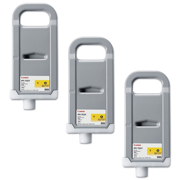 Canon PFI-703Y 700ml Yellow Ink Tanks (3 Pack) - 2966B003AA	