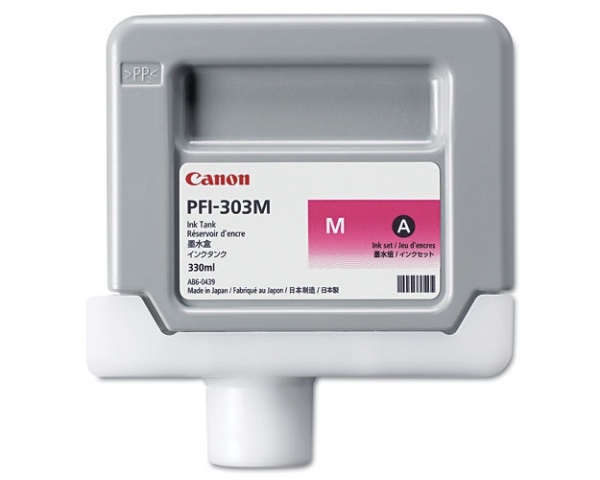 Canon PFI-303M Magenta Ink Tank (330ml) for imagePROGRAF iPF810, iPF810 PRO, iPF815, iPF815 MFP, iPF815 MFP M40, iPF820, iPF820 PRO, iPF825, iPF825 MFP, iPF825 MFP M40 - 2960B001AA