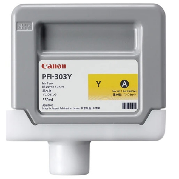 Canon PFI-303Y Yellow Ink Tank (330ml) for imagePROGRAF iPF810, iPF810 PRO, iPF815, iPF815 MFP, iPF815 MFP M40, iPF820, iPF820 PRO, iPF825, IPF825 MFP, iPF825 MFP M40 - 2961B001AA