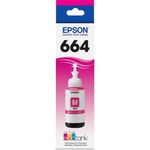 Epson 664 Magenta Ink Bottle for Expression ET-2500, ET-2550, ET-2600, ET-2650, ET-3600, ET-4500, ET-4550 and WorkForce ET-16500 - T664320-S