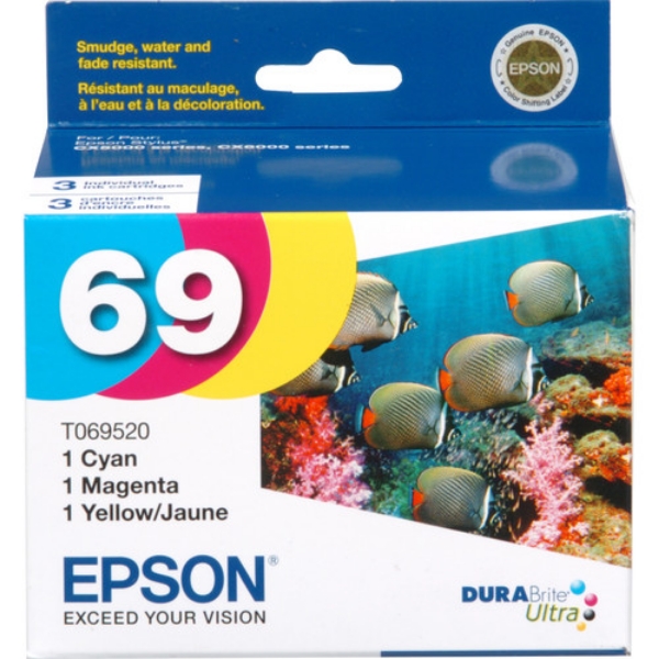 Epson 69 DURABrite Ultra Color Ink Cartridges(C/M/Y) 3-Pack - T069520-S