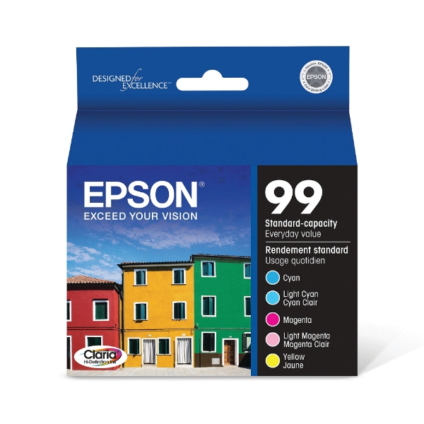 Epson 99 Claria Ink 5 Color Multi-Pack for Artisan 700, 710, 725, 730, 800, 810, 835, 837 - T099920-S