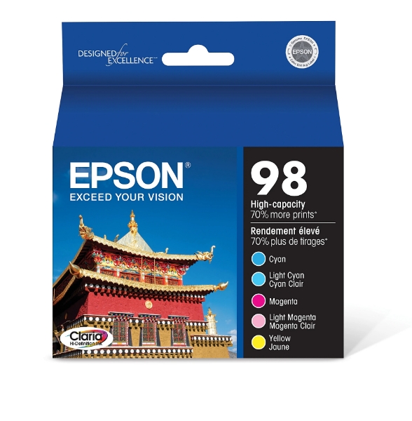 Epson 98 High Capacity Claria 5 Color Ink Pack for Artisan 700, 710, 725, 730, 800, 810, 835, 837 - T098920-S