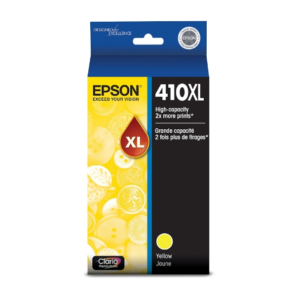 Epson 410XL Claria Premium High-Capacity Yellow Ink Cartridge for Expression XP-530, XP-630, XP-640, XP-830, XP-7100 - T410XL420-S