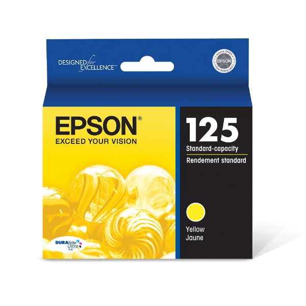 Epson 125 DURABrite Ultra Yellow Ink Cartridge for Stylus NX125, NX127, NX130, NX230, NX420, NX530, NX625 and WorkForce 320, 323, 325, 520 - T125420-S
