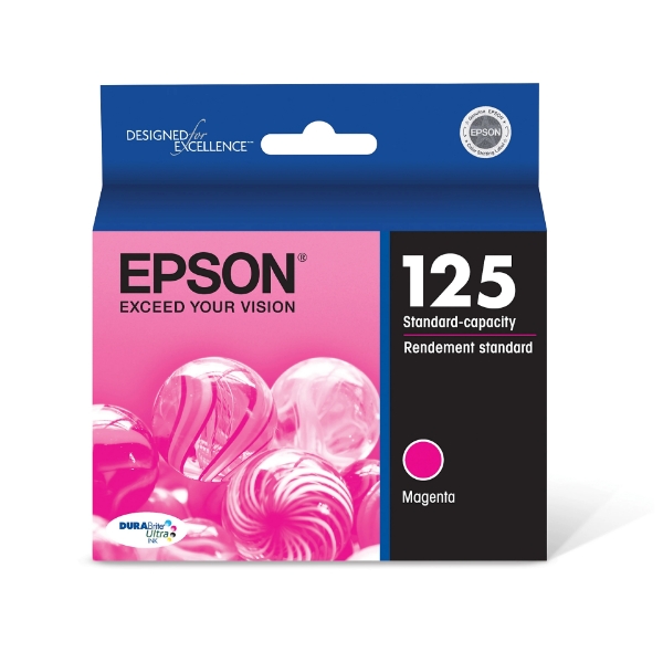 Epson 125 DURABrite Ultra Magenta Ink Cartridge for Stylus NX125, NX127, NX130, NX230, NX420, NX530, NX625 and WorkForce 320, 323, 325, 520 - T125320-S