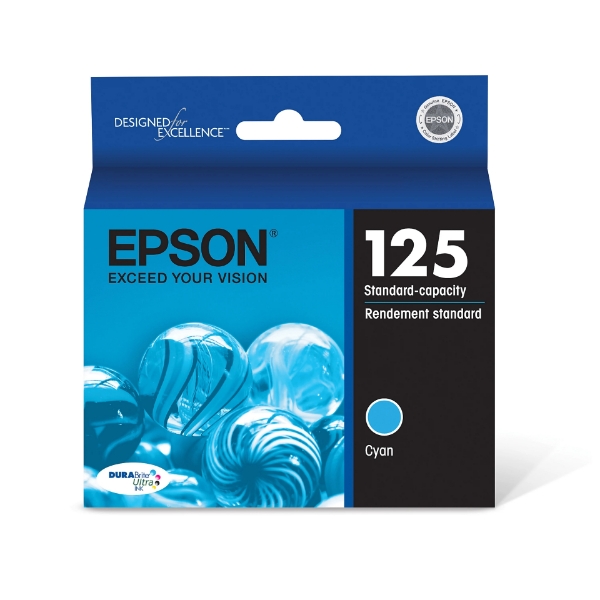 Epson 125 DURABrite Ultra Cyan Ink Cartridge for Stylus NX125, NX127, NX130, NX230, NX420, NX530, NX625 and WorkForce 320, 323, 325, 520 - T125220-S