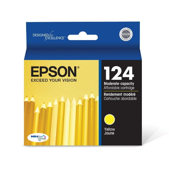 Epson 124 DURABrite Ultra Moderate Capacity Yellow Ink Cartridge for Epson Stylus NX125, NX127, NX130, NX230, NX330, NX420, NX430 and WorkForce 320, 323, 325, 435 - T124420-S