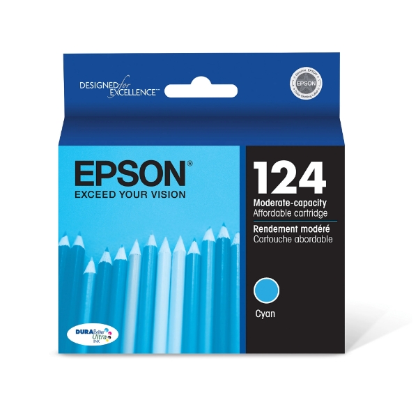 Epson 124 DURABrite Ultra Moderate Capacity Cyan Ink Cartridge for Epson Stylus NX125, NX127, NX130, NX230, NX330, NX420, NX430 and WorkForce 320, 323, 325, 435 - T124220-S