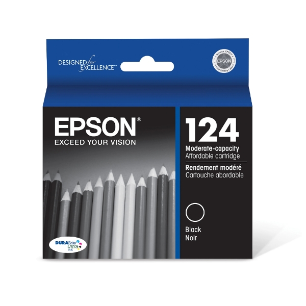 Epson 124 DURABrite Ultra Moderate Capacity Black Ink Cartridge for Epson Stylus NX125, NX127, NX130, NX230, NX330, NX420, NX430 and WorkForce 320, 323, 325, 435 - T124120-S