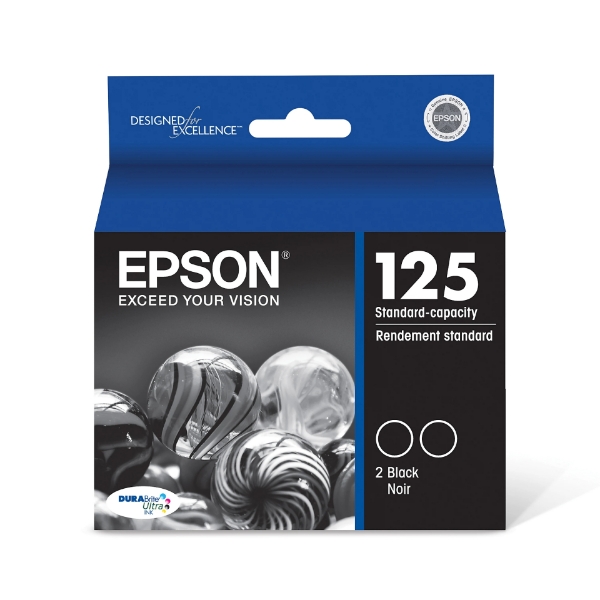 Epson 125 DURABrite Ultra Black Ink Cartridge (2-Pack) for Stylus NX125, NX127, NX130, NX230, NX420, NX530, NX625 and WorkForce 320, 323, 325, 520 - T125120-D2