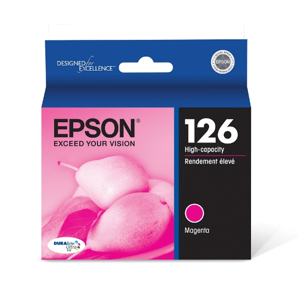 Epson 126 DURABrite Ultra High Capacity Magenta Ink Cartridge for WorkForce 60, 435, 520 545, 630, 633, 635, 645, 840, 845, WF-3520, WF-3540, WF-7010, WF-7510, WF-7520 and Stylus NX330, NX430 - T126320-S