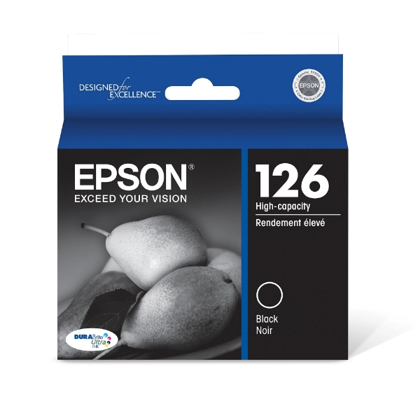 Epson 126 DURABrite Ultra High Capacity Black Ink Cartridge for WorkForce 60, 435, 520 545, 630, 633, 635, 645, 840, 845, WF-3520, WF-3540, WF-7010, WF-7510, WF-7520 and Stylus NX330, NX430 - T126120-S