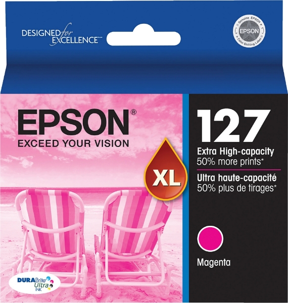 Epson 127 DURABrite Ultra Extra High Capacity Magenta Ink Cartridge for WorkForce 60, 545, 630, 633, 635, 645, 840, 845, WF-3520, WF-3540, WF-7010, WF-7510, WF-7520 and Stylus NX530, NX625 - T127320-S	