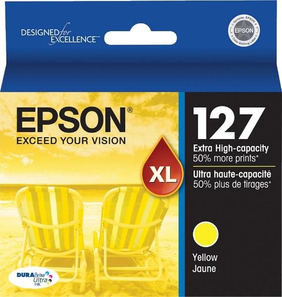 Epson 127 DURABrite Ultra Extra High Capacity Yellow Ink Cartridge for WorkForce 60, 545, 630, 633, 635, 645, 840, 845, WF-3520, WF-3540, WF-7010, WF-7510, WF-7520 and Stylus NX530, NX625 - T127420-S	